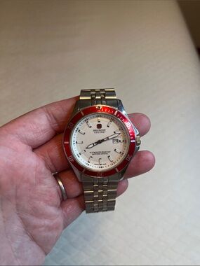 Swiss Military Hanowa Men's Stainless Steel Watch with Red Bezel